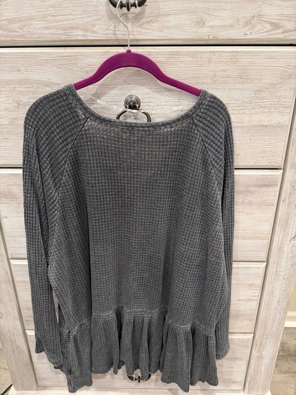 Women’s Charcoal Gray Waffle Knit Peplum Top 3xl - Picture 2 of 3